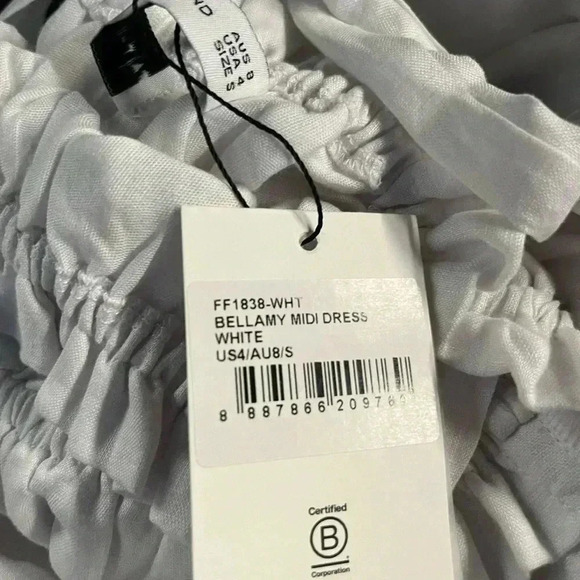 NWT Faithfull the Brand Bellamy Bridal Graduation Linen Midi Dress Plain White - Picture 4 of 5